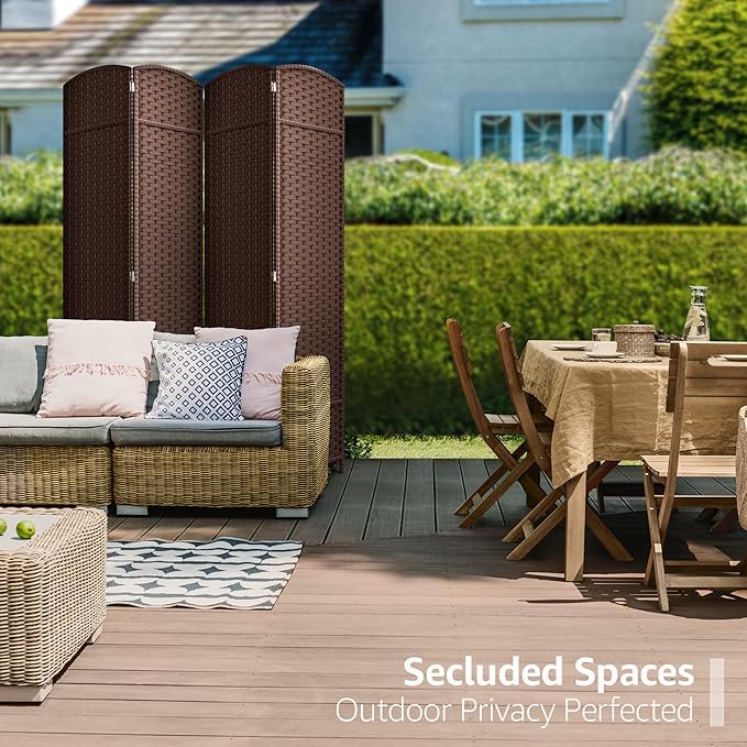 Sorbus 4 Panel Room Divider 6 ft. Tall - Privacy Screen, Extra Wide Double Hinged Panels, Mesh Hand-Woven Design, Partition Room Dividers and Folding Privacy Screens, Wall Divider for Room Separation