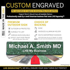 Personalized Name Plate with Choice of Mounting Holders for Walls, Doors, Cubicles, Hanging and More - Custom Verde Green Marble Plastic White Letters - USA Made 2x12 - S4