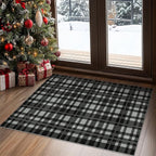 GENIMO Checkered Rug 27.5x44 inches Black and White Fine Plaid Outdoor Rug Buffalo Plaid Rugs Mat Fall Doormats Washable Rug for Front Porch Decor Indoor Entrance Patio Balcony Entryway
