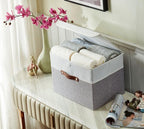 DECOMOMO Fabric Storage Bins with Lid, Storage Baskets for Shelves (Grey and White, 3 Pack)