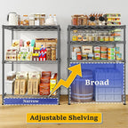 DurayLoly 3 Tier Metal Wire Storage Shelves,Adjustable Small Wire Shelving Unit,Utility Storage Rack for Kitchen,Bedroom,Laundry Room,Pantry & Office,17.7”Wx11.8”Dx35.4”H,Black