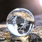 3D Inner Carving Constellation Ball Crystal Paperweight Full Sphere Glass Fengshui with Sliver-Plated Flowering Stand(Pisces)