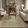 GENIMO 6x9 Area Rugs for Living Room, Machine Washable Non Slip Vintage Rugs, Low Pile Lightweight Chenille Print Rug for Bedroom, Dining Room, Home Office