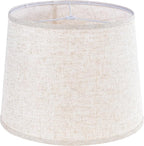GO&SO Oatmeal Linen Drum Lamp Shade - 11" Top x 13" Bottom x 10" High (Spider) - Farmhouse Style for Table & Bedside Lamps - Replacement Shade - Easy Assembly