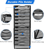 Solinxe Wall File Holder, 12 Pockets Hanging File Folder, Paper Organizer Storage, Document Rack, Mail Holder, Magazine Rack, Wall Organizer for Office, Black