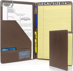 Legal Size Padfolio, 8.5 x 14 Inch Portfolio Folder for Legal Pad, Professional Padfolio for Job Interviews, Business Meetings, and Attorneys (Dark Brown)