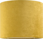 GO&SO Yellow Velvet Drum Lamp Shade Set of 2 Medium 13" Top x 13" Bottom x 10" High(Spider) Modern Lamp Shades For Table Lamps & Bedside Lamp Replacement Lampshade, Hand Crafted, Required Assembly