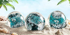 EUSTUMA Hand Blown Glass Figurines Ball Ocean Waves,Paperweight Glass Ball,Home Decor Collectible,Aquarium Decor,Office Decor Ocean Lovers