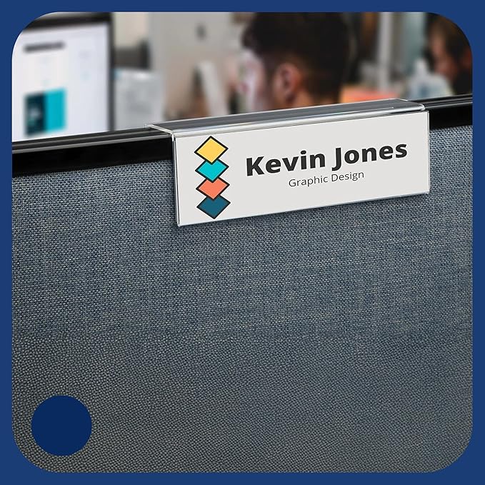 20-Pack 6" x 4" Acrylic Name Plate Holders – Hook-Style Name Tag Display for Cubicle Walls, Office Doors, or Panels by Plastic Products Mfg.