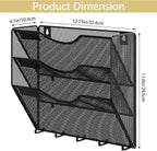 EasyPAG 3 Pocket Mesh Wall File Organizer with Key Hooks, Hanging Paper Folder Holder with Classify Label, Vertical Wall Mount Mail Organizer for Office Home Classroom, Black