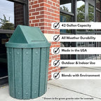Sturdy Essentials 42 Gallon Round 100% Recycled Plastic Indoor or Outdoor Commercial Trash Can with Easy Access Swing Top Lid | Industrial Strength | Great for Schools and Businesses - Green