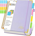 Spiral Notebook Journal with Removable Dividers Tabs, 300 Pages Hardcover Leather 5 Subject College Ruled Notebook, 8.5"x11" Large A4 Lined Journal for Women, Spiral Notebooks for Work School, Purple