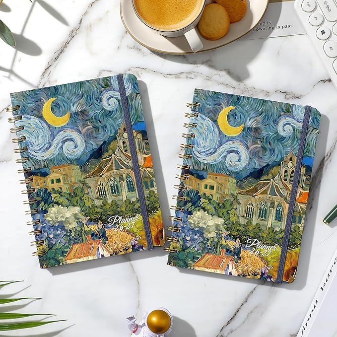 Planner 2026-2027 - Academic Planner 2026-2027, Jul. 2026 - Jun. 2027, 26-27 Planner Weekly and Monthly with Tabs, 6.3" x 8.4", Hardcover with Back Pocket + Twin-Wire Binding - Oil Painting