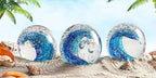 EUSTUMA Hand Blown Glass Figurines Ball Ocean Waves,Paperweight Glass Ball,Home Decor Collectible,Aquarium Decor,Office Decor Ocean Lovers (Ocean Waves)