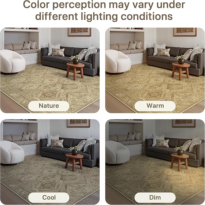 GENIMO Runner Rug 2x10 Non Slip Machine Washable Hallway Runner Rug, Low Pile Lightweight Rugs for Entryway, Hallway, Kitchen and Corridor, Tan Brown