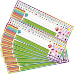 INKNOTE 32 PCS Name Tags for Classroom Multipurpose Manuscript Nameplate for Desks with Alphabet Numbers Ruler and Shapes for Kid from Pre Kindergarten to Primary School