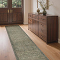 GENIMO 2x10 Runner Rugs for Hallway, Machine Washable Non Slip Vintage Rugs, Low Pile Lightweight Soft Print Rug for enrtyway, Corridor, Home Office, Kitchen, Muted Green