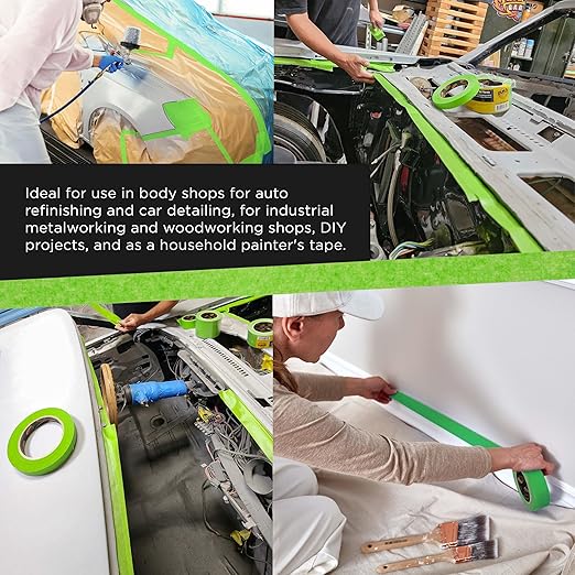 Dura-Gold Green Automotive Masking Tape 3/4 Inch (0.7 Inch x 55 Yards), Case of 48 Rolls - Premium High-Performance, Heat Resistant - Auto Refinish Painting, Car Detailing, Autobody, Painters Tape