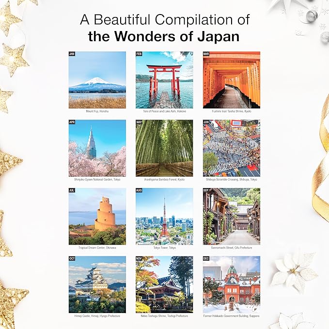 RED EMBER Japan 2026 Wall Calendar 12 Month | 12" x 24" Open | Thick & Sturdy Paper | Holiday Gift | Travel Calendar 2026