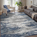 GENIMO 3x5 Area Rugs for Living Room, Machine Washable Non Slip Blue Rugs, Low Pile Lightweigt Modren Print Indoor Rug for Bedroom, Dining Room, Home Office, Blue Ivory