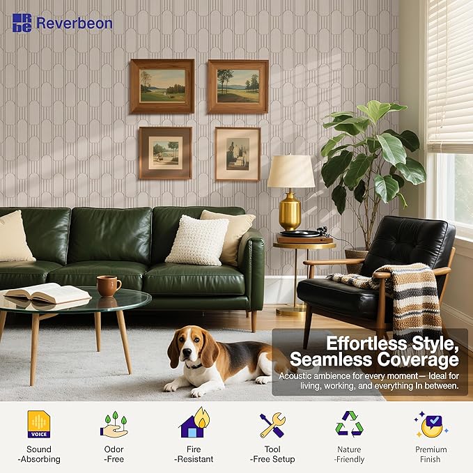 Reverbeon 6 PCS Acoustic Panels, 23.6x23.6 Inch Sound Absorbing Panels, Decorative Acoustic Wall Panels for Recording and Home Studio, Office with Double-Sided Adhesive Tape