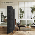 Sorbus 4 Panel Room Divider 6 ft. Tall - Privacy Screen, Extra Wide Double Hinged Panels, Mesh Hand-Woven Design, Partition Room Dividers and Folding Privacy Screens, Wall Divider for Room Separation
