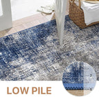 GENIMO Washable Area Rugs for Living Room, 8x10 Modern Non Slip Rugs, Low Pile Lightweight Soft Print Rug for Bedroom, Dining Room, Home Office, Washed Blue&Gray