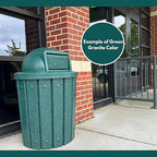 Campus Collection 32 Gallon Square Slatted 100% Recycled Plastic Heavy-Duty Commercial Outdoor or Indoor Trash Can with Push Top Lid | Great for Schools and Businesses - Green Granite