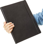 Amazon Basics Daily Planner and Journal, Soft Cover, 8.5 inch x 11 inch, Black