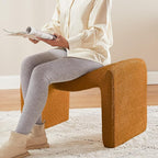 VANOMi Large Footstool Ottoman, Multi-Functional Modern Foot Stool, Sofa Footrest Extra Seating for Living Room, Entryway, Hallways and Bedrooms, Large, Curry