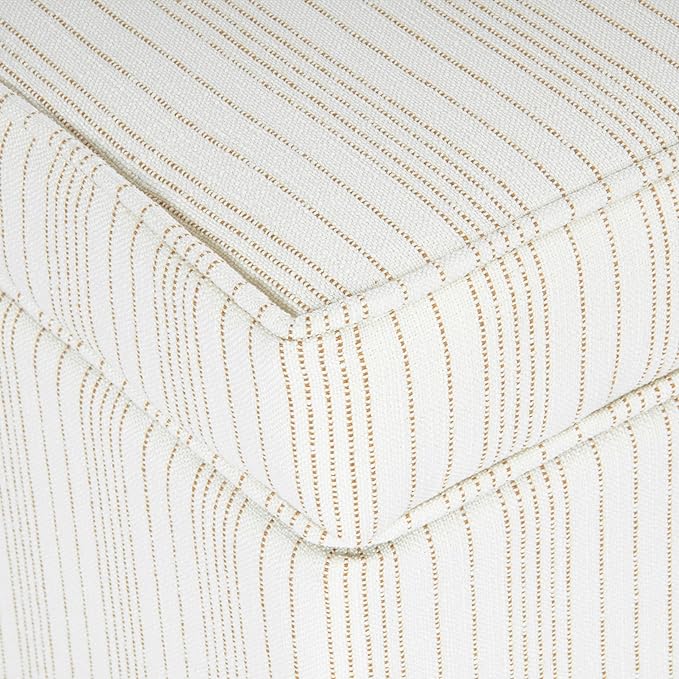 Spatial Order Home Decor | Dinah Collection Modern Storage Ottoman | Ottoman with Storage for Living Room & Bedroom(Cream Marigold Pinstripe Fabric)