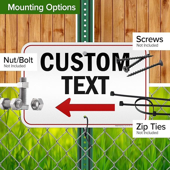 Custom Arrow Directional Sign, Left Arrow, 12x18 Inches, 3M EGP Reflective, Rust Free .063 Aluminum, Fade Resistant, Made in USA by My Sign Center