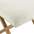 Amazon Basics Small Ottoman Foot Rest, Mid-Century Modern X Square Polyester Foot Stool, Linen, Ivory White, 18"D x 19.8"W x 18.3"H