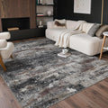 GENIMO No Crease Non Slip 8x10 Area Rugs for Living Room, Craft Woven Modern Abstract Rug, Soft Floor Carpet, Single-Piece Rugs for Bedroom, Dining Room, Office, Dark Gray Brown