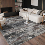 GENIMO No Crease Non Slip 8x10 Area Rugs for Living Room, Craft Woven Modern Abstract Rug, Soft Floor Carpet, Single-Piece Rugs for Bedroom, Dining Room, Office, Dark Gray Brown