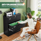 Letaya Lateral 3 Drawer File Cabinets with Lock, Metal Filing Storage Vertical Cabinets,Home Office Furniture for Organization Hanging Letter/Legal/F4/A4(Black)
