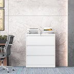 mysteeldepot 3 Drawer Lateral File Cabinet with Lock, Metal File Cabinet, Lateral File Cabinets for Home Office, Heavy Duty File Storage Cabinet for Legal/Letter/A4 Document, Assembly Required, White