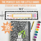 Desk Name Tags for Classroom – 36 Student Name Plates for Classroom Kindergarten, Preschool, 1st, 2nd & 3rd Grade, 14.5 x 4in Teacher Nameplates for Student Desks, Colorful Nametags