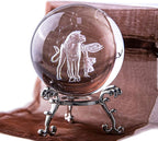 Crystal 3D Constellation Ball Crystal Paperweight Full Sphere Glass Fengshui with Sliver-Plated Flowering Stand(Leo)