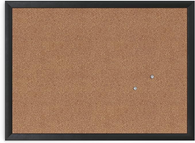 U Brands Cork Bulletin Board, 17" x 23", Black Wood Frame