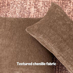 Amazon Basics Chenille Throw Pillow Covers, Home Decor Cushion Cover for Bedroom Living Room Couch Bed, 16" W × 16" L, Brown