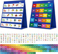 Desktop Pocket Chart, 120 Dry-Erase Double Sided Cards Includes 26 Letters with Images and 120 First Words, Self-Standing Tabletop Pocket Chart for Kids Teacher Classroom Home Use (13 X 12inch)