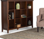 SIMPLIHOME Artisan Bookcase - 57 inch Tall 12-Cube Solid Wood Cube Organizer in Russet Brown, Transitional Storage Bookcase for Living Room, Study Room or Office with Fixed Shelves and Tapered Legs