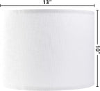 GO&SO White Textured Drum lampshade Medium Lamp Shade 13" Top x 13" Bottom x 10" High (Spider) Modern Linen Lamp Shades for Table Lamp Bedside Lamp Natural Linen Replacement Assembly is Required