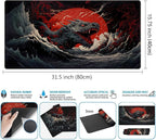 Gothic Desk Mat XXL Large Extended Gaming Mouse Pad Red Sun Mousepas Laptop Mat, Office Decor Computer Keyboard and Mouse Mat, Desk Pad Non-Slip Mousepad with Stitched Edge, 31.5''x15.7''