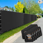 Xpose Safety Privacy Fence Screen 5’ x 50’ (12 Pack) – Heavy Duty Black Mesh with 90% Visibility Block, UV Protection – Includes Cable Ties – for Garden, Yard, Nursery, Kennel, Dog Run, Greenhouse