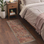 GENIMO 2x10 Runner Rugs for Hallway, Machine Washable Non Slip Vintage Rugs, Low Pile Lightweight Soft Print Rug for enrtyway, Corridor, Home Office, Kitchen, Mocha Brick