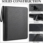 GEAoffice 9 Pockets Top Loader Binder for 324 Cards, Premium PU Leather Side Loading Trading Card Binder for Toploader, Ringless Card Collection Album Holder for 3"×4" Rigid, Black