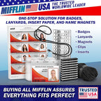 MIFFLIN Large (L) Vertical ID Badge Holders (Clear, 3x4 inch, 100 Pack), Plastic Nametag Covers with Zipper, Name Tag Holder