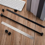 Epakh 4-Piece PVC Black Hanging File Folder Rails with 8 Clips, 1 x 0.75 x 0.75 Inches (Hooks), 15.75 x 0.59 x 0.13 Inches (Rails), Office, Home Use